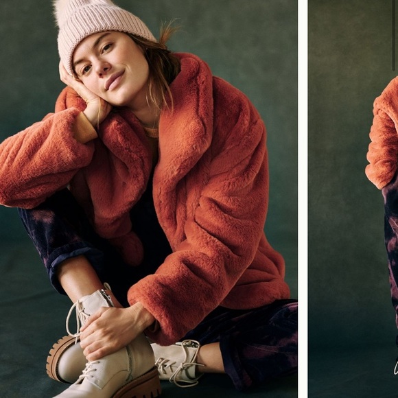Anthropologie Jackets & Blazers - ⭐️ 🌟 🌟 Anthropologie NWT Orange Faux Fur Jacket Size L